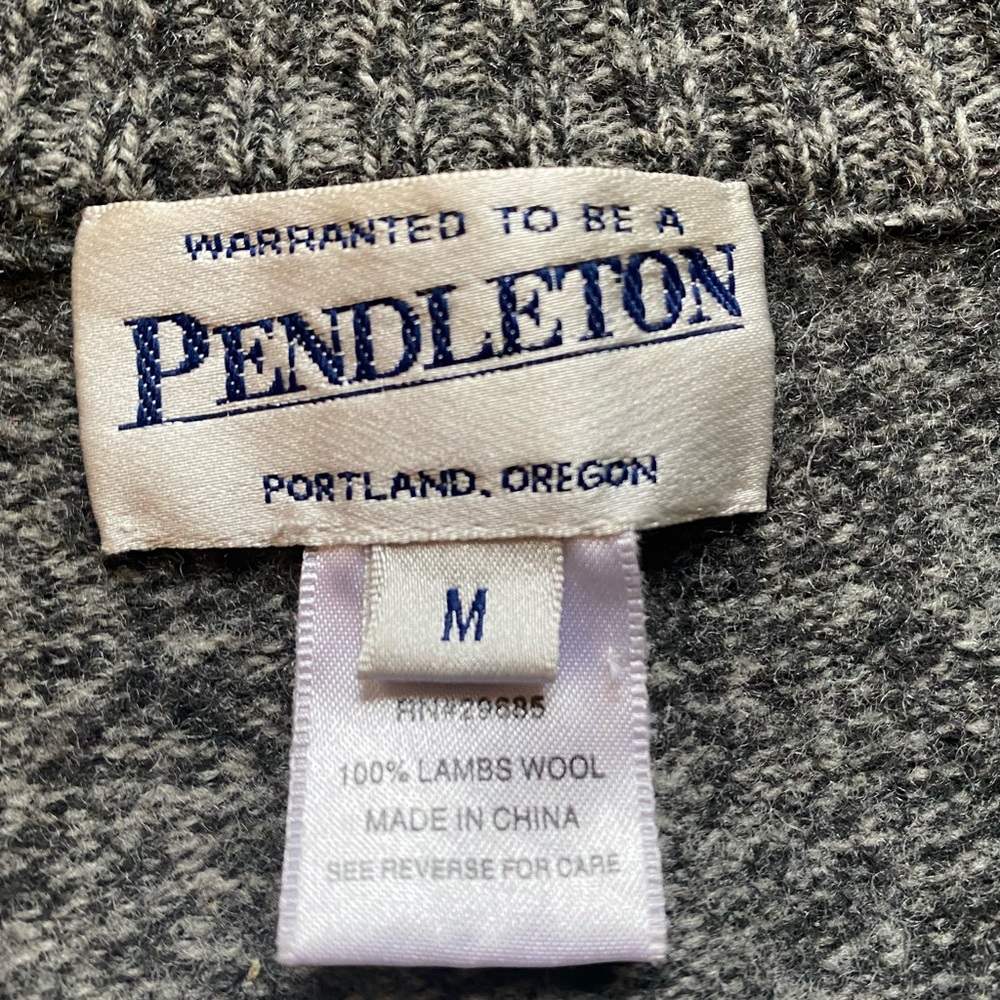 Pendleton Zip Front Vest 100% Lambs Wool Grey Siz… - image 3